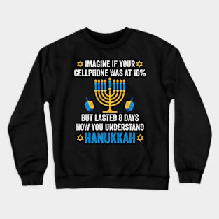 Funny cellphone 8 days understand jewish Hanukkah Chanukah Crewneck Sweatshirt